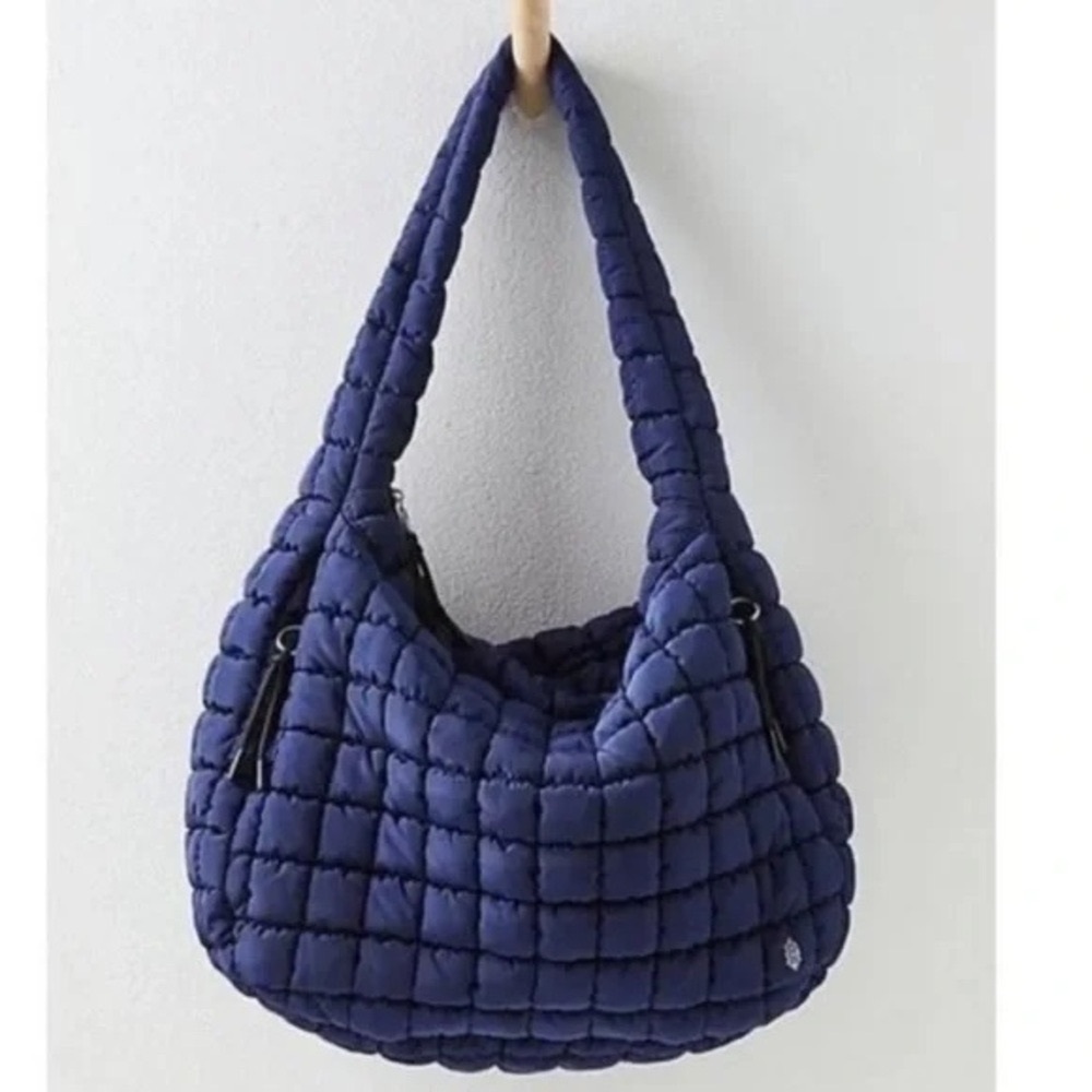 Free people sold out quilted carryall tote bag navy baby